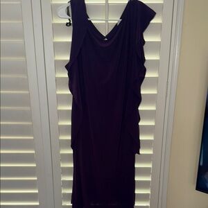 MSK Blue Asymmetrical Sheath Dress V-Neck Sleeveless